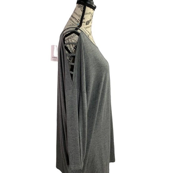 Simple Suzanne Betro Women's Cold Shoulder Blouse Stretch 3/4 Sleeves Large NEW - Picture 8 of 10